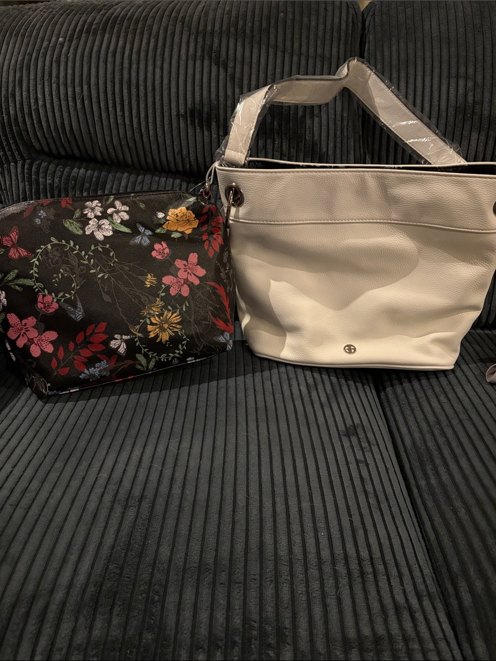 Cream shoulder handbag with bonus crossbody floral bag!
